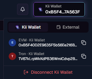 Kii Wallet address switcher